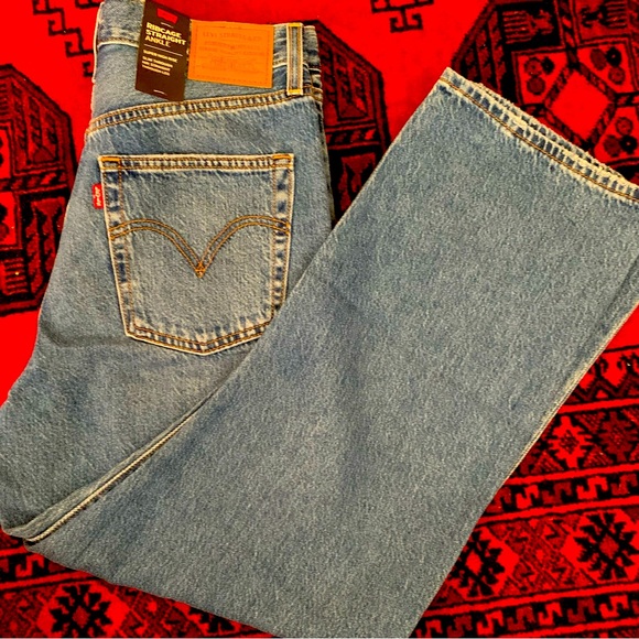 Levi’s Ribcage High Rise Ankle Straight Jeans- Medium Wash - Picture 1 of 12